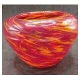 VITERRA Erica Friedman art glass vase red orange
