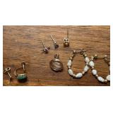 14k 18k gold earrings pearls cameo jade stones