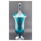 EMPOLI mcm 13" aqua candy jar w circus tent lid