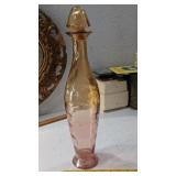 17" tall amber glass bottle w stopper made in SPAN
