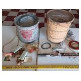 2 old fishing minnow buckets & contents