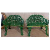 CAST IRON garden bench 2pc set lot
