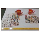 Indiana Sunset carnival glass C&S + 120 pins