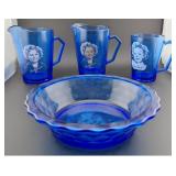 1930s Hazel Atlas Shirley Temple cobalt blue