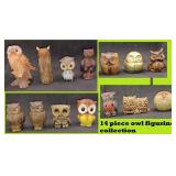 14pc OWL figurine collection hoot owls