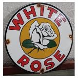 WHITE ROSE gasoline porcelain gas station sign
