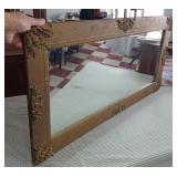 Antique mirror w gesso applique 35x17