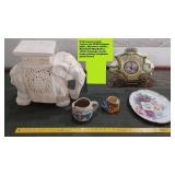 Elephant stand 1950s clock & more 5pc LOT