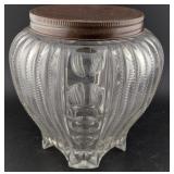 c1880s 90s Tobacco humidor heavy flint glass