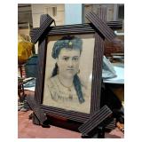 23" Civil War Era black forest frame w lithograph