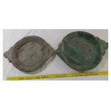 TWO very old carved wooden dough bowls