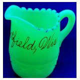 c1910 HEISEY uranium glass yellow custard pitcher