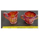INDIANA GLASS Heirloom carnival cream & sugar set
