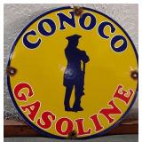 CONOCO minuteman porcelain gas pump station sign