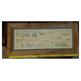 PONY EXPRESS 38" framed map UNION PACIFIC RR sign