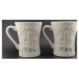 BELLEEK Ireland 2 mugs SIGNED by artist