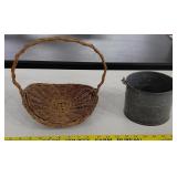 2pc harvest lot antique herb basket & berry bucket