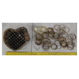 Vtg heart basket & 100+ METAL bracelets jewelry