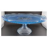 GORHAM11"  blue hobnail footed pedestal cake plate