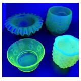Uranium glass FENTON fairy lamp & more