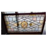 Old stained glass window w bird centerpiece