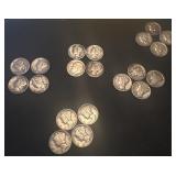 20 SILVER US dimes dated 1919-1946