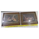 TWO antique art prints by Frank Moss Bennett OAK