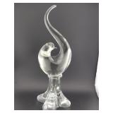 MURANO 14" heavy glass long tail bird sculpture