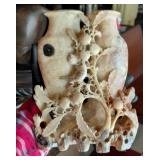 8" beautiful natural stone carving double vase