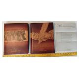 2pc large leather bound USA history books 1960s