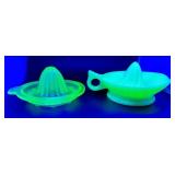 URANIUM glass jadite green 2 juicers