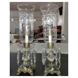 TWO 17" BACCARAT ?cut crystal boudoir lustre lamps