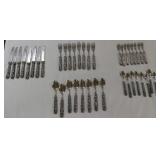 40pc set heavy pewter flatware Lauret? Norweigian?