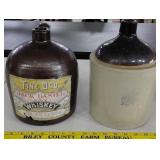 c1920s TWO antique stoneware whiskey jugs