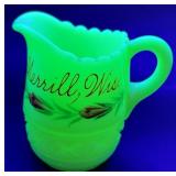 c1910 HEISEY uranium glass souvenir pitcher