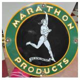 MARATHON OIL CO gas pump station porcelain sign