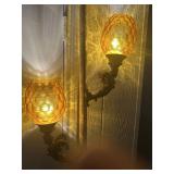 RARE 1960s pole lamp w cherubs & orange shades