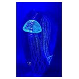 Large 6" heavy art glass paperweight w 2 jellyfish