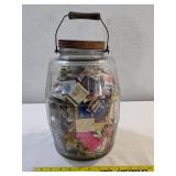 Big barrel pickle jar FULL advertising matchbooks