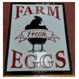 20x14 embossed pressed steel sign Farm Fresh Eggs