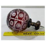 Ruby red cut to clear stairwell newel post topper