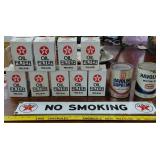 TEXACO porcelain sign +2 oil cans &9 filters