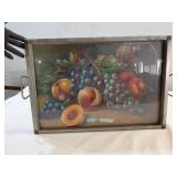Antique serving tray w still life lithograph print