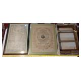 3pc lot religious icon prints & longhorn shelf