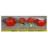 1940s MARUHON Japan tomato ware 4pc set
