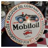 Dated 1933 Gargoyle Mobiloil porcelain RACING sign