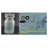 1890s LIGHTNING fruit jar & jewelry contents