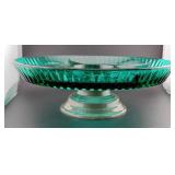 1940s rare aqua heavy glass lazy susan