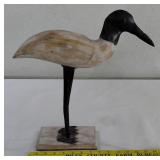 Carved wood & metal decor sculpture Ibis showbird