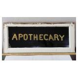 APOTHECARY sign reverse painted antique window